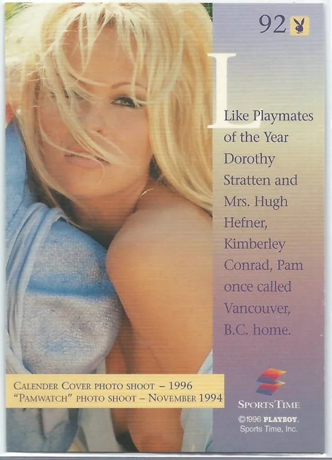 Anal Dans Cards Playboy Best of Pamela Anderson Card 92