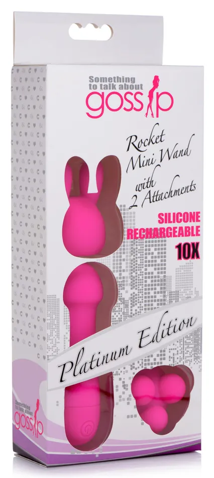 Curve Toys Rocket Mini Wand With 2 Attachments Female Sex Toys