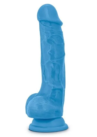 Blush Neo Neon Blue 75 Inch Dual Density Cock With Balls Blush Dildos